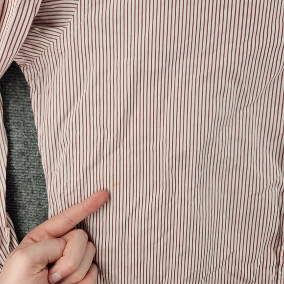 Gitman Bros 16.5 34 Point Collar Red Striped Long Sleeve Button Up Shirt Cotton - Picture 15 of 16